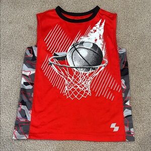 Boys Red Basketball Graphic Sleeveless Tank Top